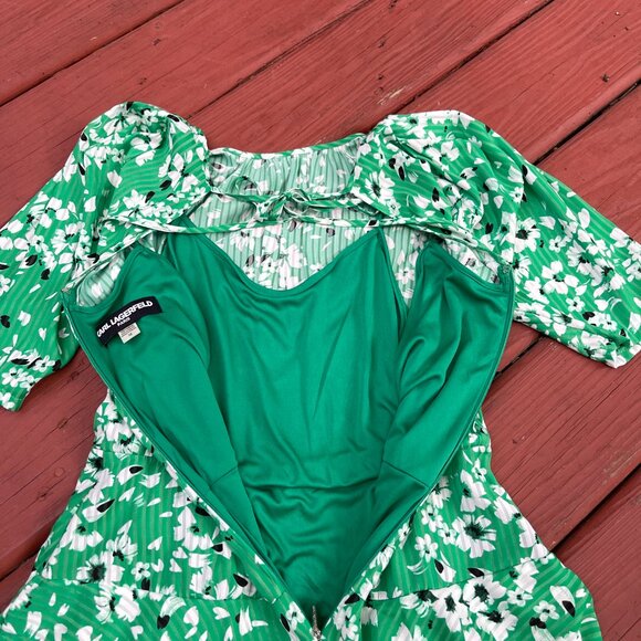 Karl Lagerfeld Paris Printed Jacquard Ruffle-Hem Dress 10 - Picture 4 of 15